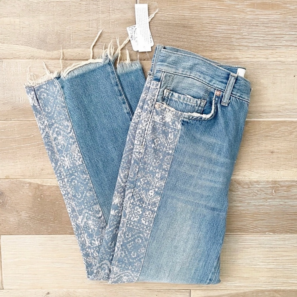 NWT Patterned Raw Hem Jeans